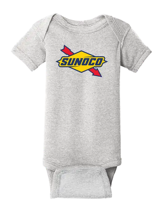Rabbit Skins Light Grey Heather Infant Short Sleeve Baby Rib Bodysuit w/Sunoco Logo