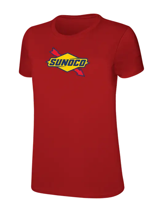 Womens Ring Spun Bright Red 4.5 oz T-Shirt w/Sunoco Logo