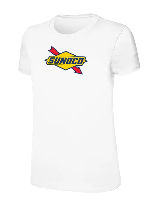 Womens Ring Spun White 4.5 oz T-Shirt w/Sunoco Logo