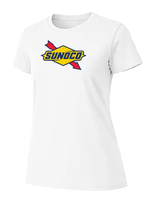 Womens Ring Spun White 4.5 oz T-Shirt w/Sunoco Logo