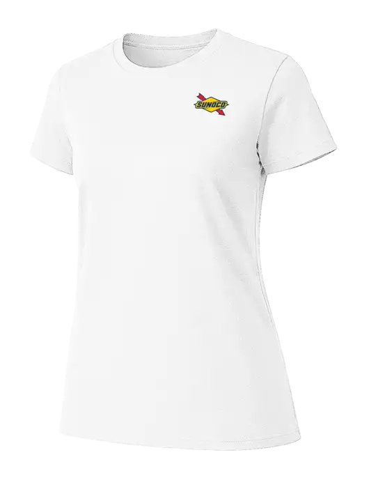 Womens Ring Spun White 4.5 oz T-Shirt w/Sunoco Logo