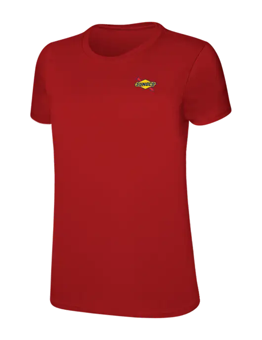 Womens Ring Spun Bright Red 4.5 oz T-Shirt w/Sunoco Logo