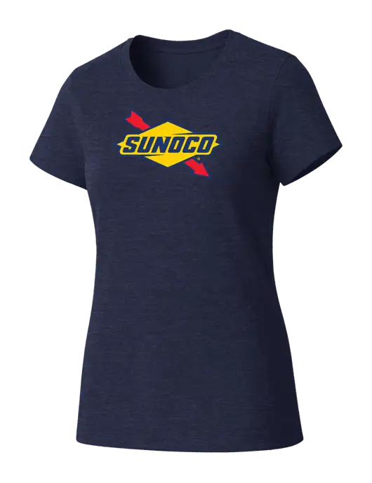 Womens Seriously Soft Heathered Navy T-Shirt w/Sunoco Logo