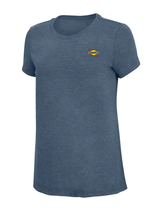 Womens Simply Soft Navy Frost 4.5oz  Poly/Combed Ring Spun Cotton T-Shirt w/Sunoco Logo