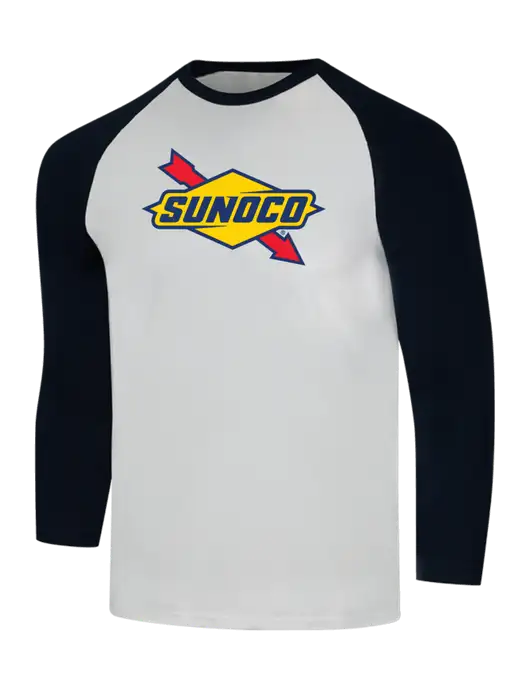 Simply Soft 3/4 Sleeve Black/White Ring Spun Cotton T-Shirt w/Sunoco Logo