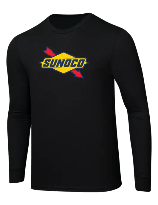 Simply Soft Long Sleeve Black 4.5 oz, Poly/Combed Ring Spun Cotton T-Shirt w/Sunoco Logo