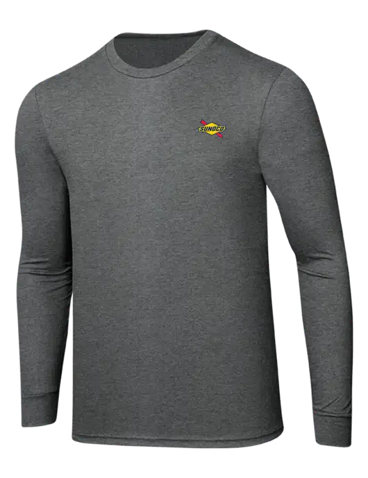 Simply Soft Long Sleeve Medium Grey Frost 4.5 oz, Poly/Combed Ring Spun Cotton T-Shirt w/Sunoco Logo