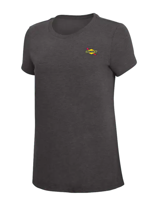 Womens Simply Soft Heather Charcoal 4.5oz  Poly/Combed Ring Spun Cotton T-Shirt w/Sunoco Logo