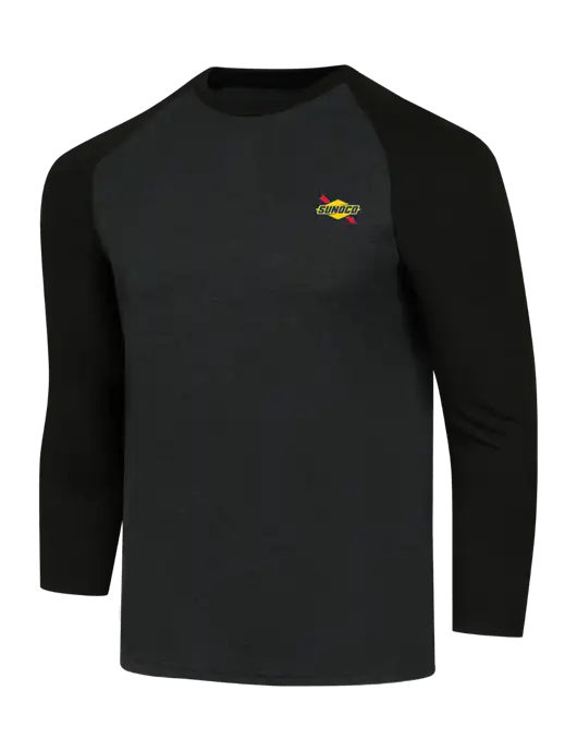 Simply Soft 3/4 Sleeve Black/Black Frost Ring Spun Cotton T-Shirt w/Sunoco Logo