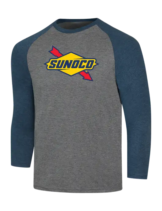 Simply Soft 3/4 Sleeve Navy Frost/Grey Frost Ring Spun Cotton T-Shirt w/Sunoco Logo