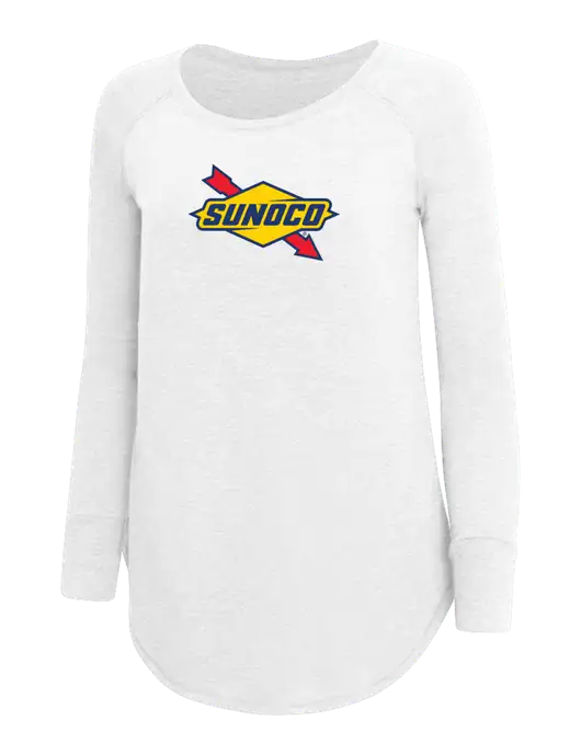 Womens Perfect Wide Collar Tunic Tri-Blend White 4.5 oz T-Shirt w/Sunoco Logo