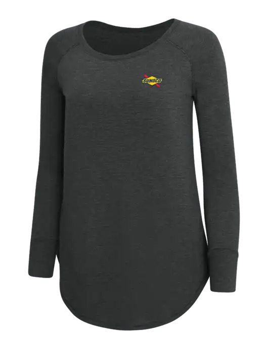 Womens Perfect Wide Collar Tunic Tri-Blend Black Frost 4.5 oz T-Shirt w/Sunoco Logo