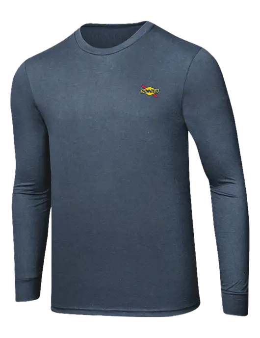 Simply Soft Long Sleeve Navy Frost 4.5 oz, Poly/Combed Ring Spun Cotton T-Shirt w/Sunoco Logo