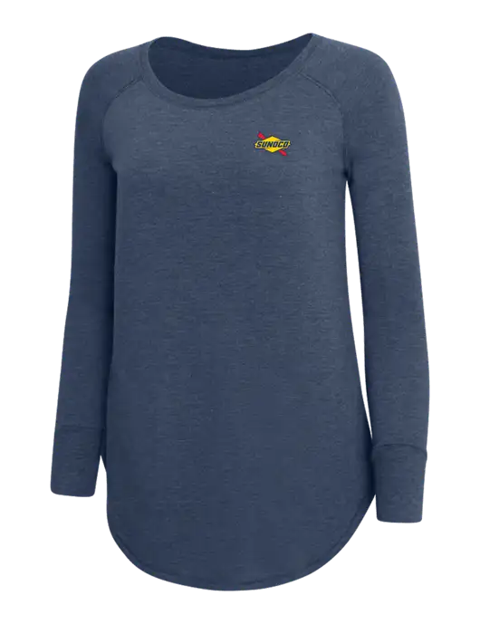 Womens Perfect Wide Collar Tunic Tri-Blend Navy Frost 4.5 oz T-Shirt w/Sunoco Logo