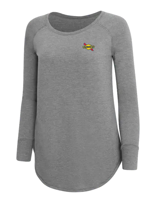 Womens Perfect Wide Collar Tunic Tri-Blend Grey Frost 4.5 oz T-Shirt w/Sunoco Logo