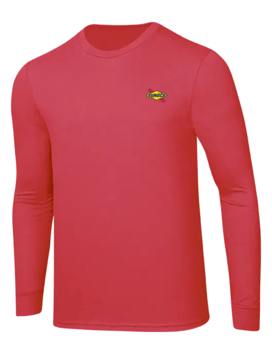 Simply Soft Long Sleeve Red Frost 4.5 oz, Poly/Combed Ring Spun Cotton T-Shirt w/Sunoco Logo