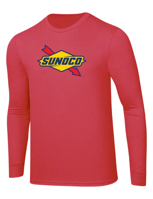 Simply Soft Long Sleeve Red Frost 4.5 oz, Poly/Combed Ring Spun Cotton T-Shirt w/Sunoco Logo