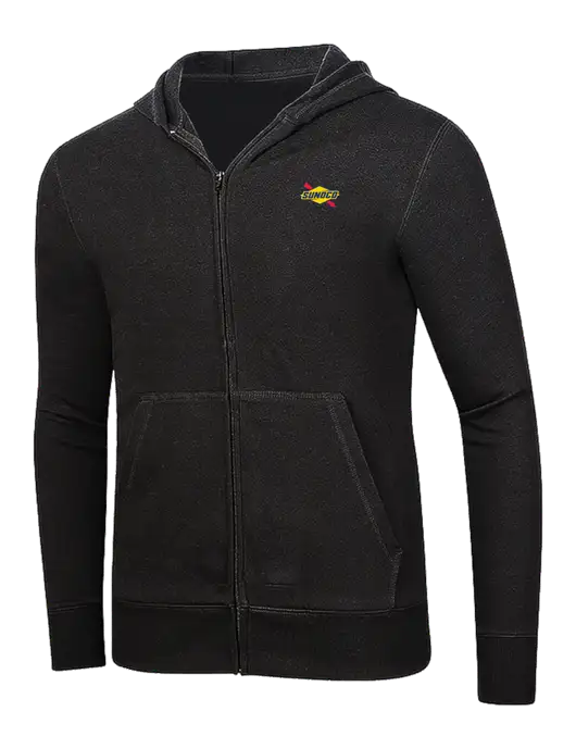 Full-Zip Black Heavyweight Hooded Sweatshirt w/Sunoco Logo
