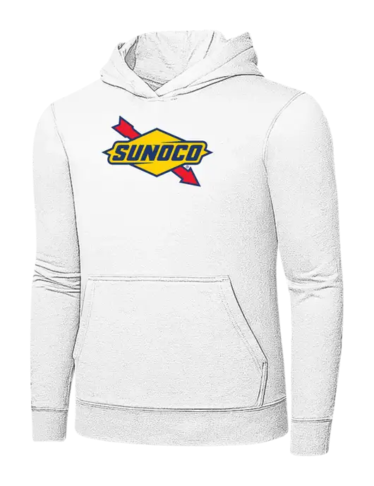 White 7.8 oz Ring Spun Hooded Sweatshirt w/Sunoco Logo
