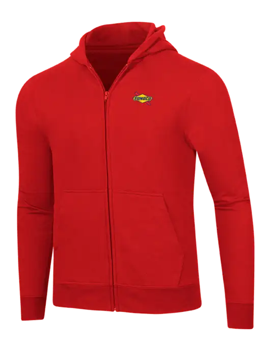 Bright Red 8.5 oz Ring Spun Zip Hooded Sweatshirt w/Sunoco Logo