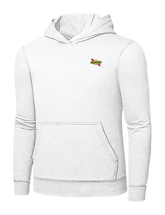 White 7.8 oz Ring Spun Hooded Sweatshirt w/Sunoco Logo