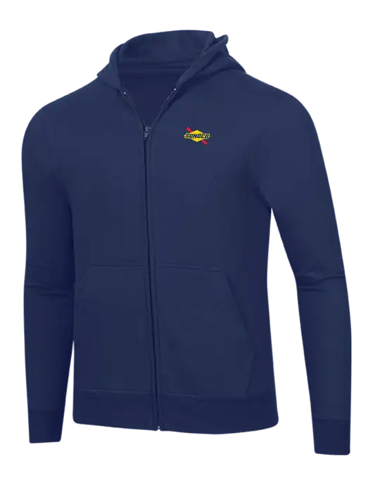 Navy 8.5 oz Ring Spun Zip Hooded Sweatshirt w/Sunoco Logo