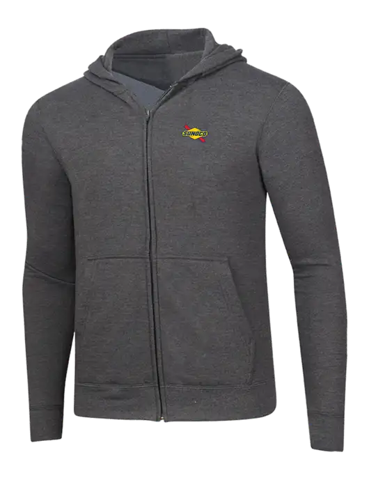 Dark Heather Grey 8.5 oz Ring Spun Zip Hooded Sweatshirt w/Sunoco Logo