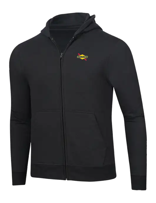 Jet Black 8.5 oz Ring Spun Zip Hooded Sweatshirt w/Sunoco Logo