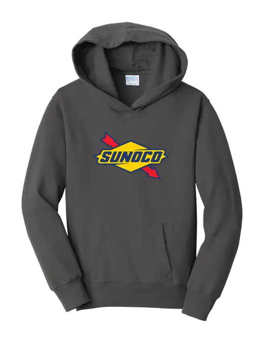 Youth Charcoal 7.8 oz, 50/50 Cotton/Poly Pullover Hooded Sweatshirt w/Sunoco Logo