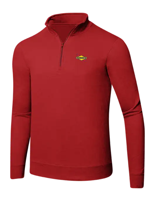 Bright Red 8.5 oz Ring Spun 1/4 Zip Pullover Sweatshirt w/Sunoco Logo