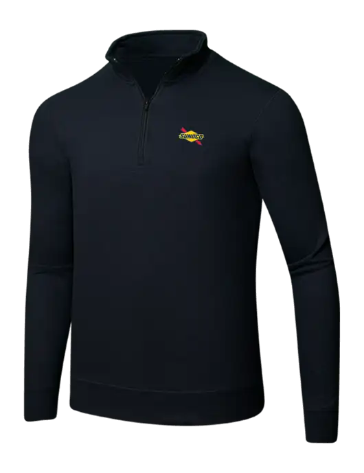 Jet Black 8.5 oz Ring Spun 1/4 Zip Pullover Sweatshirt w/Sunoco Logo