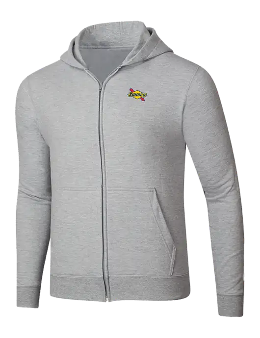 Light Grey Heather 8.5 oz Ring Spun Zip Hooded Sweatshirt w/Sunoco Logo