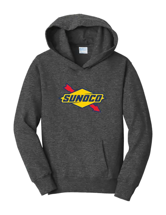 Youth Heather Grey 7.8oz Cotton/Poly Pullover Hooded Sweatshirt w/Sunoco Logo