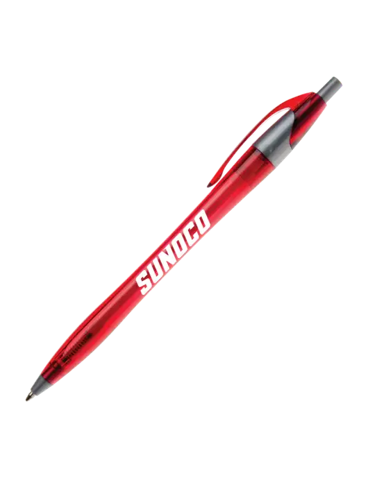 Novella Translucent Red/Silver Jewel Pen - Blue Ink w/Sunoco Logo