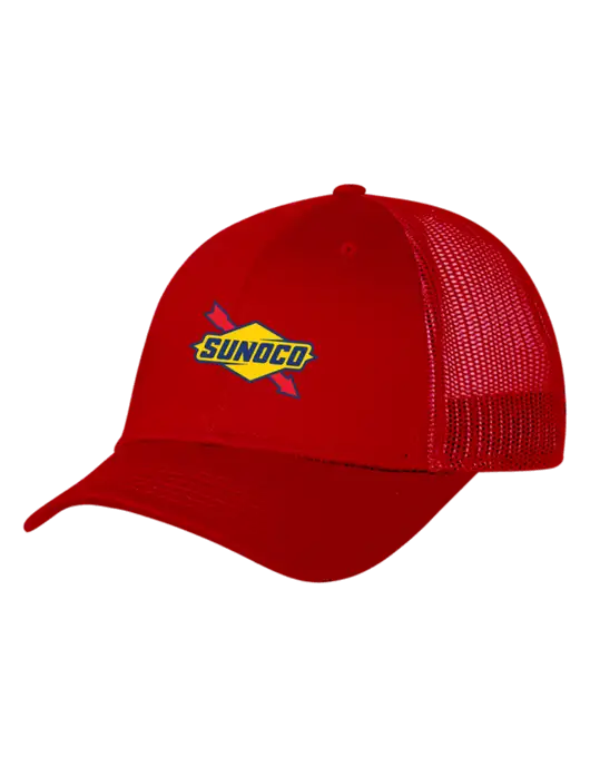 Red Mesh Trucker Cap Snap Back w/Sunoco Logo