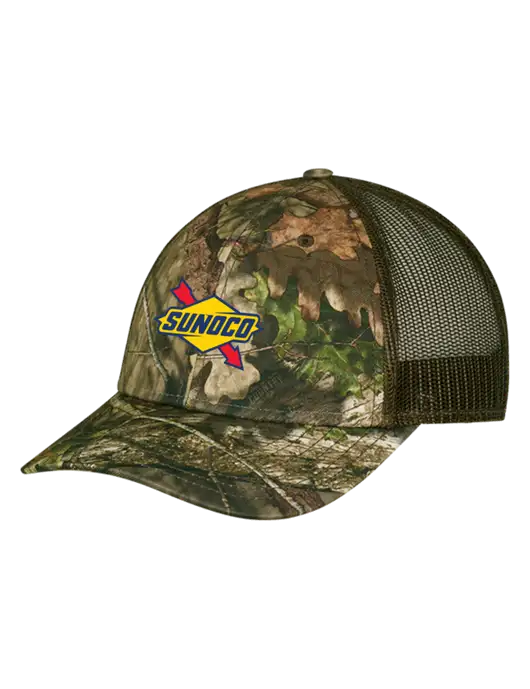 Breakup Country Brown Mossy Oak Camo Mesh Trucker Cap Snap Back w/Sunoco Logo