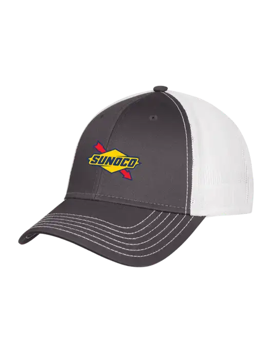 Dark Grey/White Mesh Trucker Cap Snap Back w/Sunoco Logo