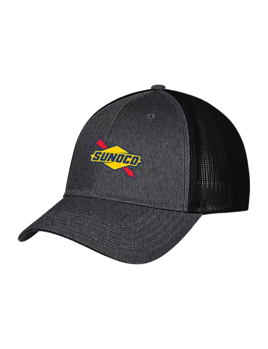 Charcoal Heather/Black Mesh Trucker Cap Snap Back w/Sunoco Logo