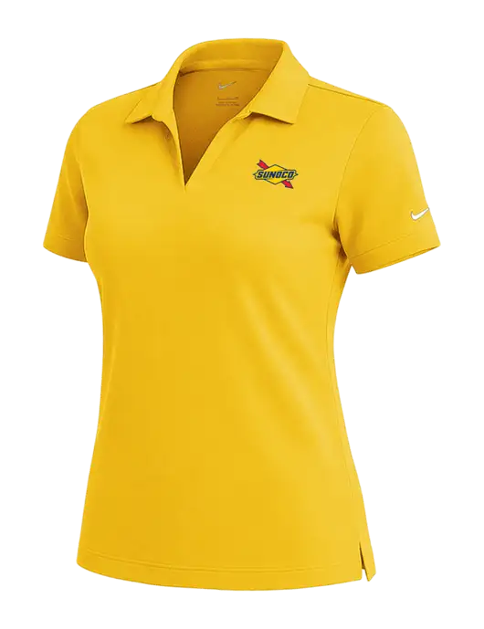 NIKE Yellow Gold Womens Dri-Fit Micro Pique Polo w/Sunoco Logo