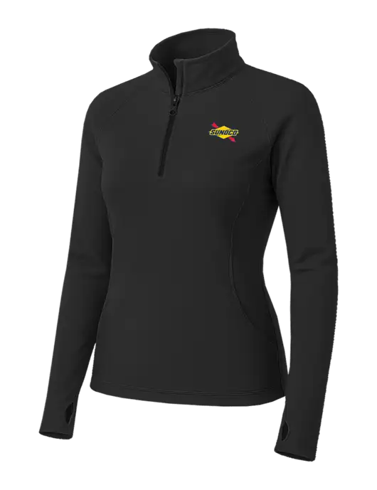 Charcoal Grey Womens Sport Wick Stretch 1/4 Zip Pullover w/Sunoco Logo
