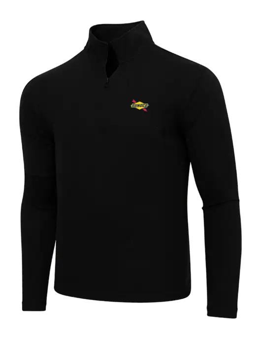 Adidas  Black Melange 3 Stripes Quarter Zip Sweater w/Sunoco Logo
