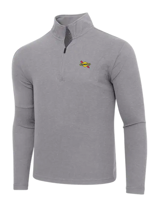Adidas Medium Grey Melange 3 Stripes Quarter Zip Sweater w/Sunoco Logo