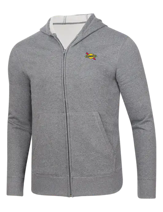 Full-Zip Medium Grey Heather Heavyweight Hooded Sweatshirt w/Sunoco Logo