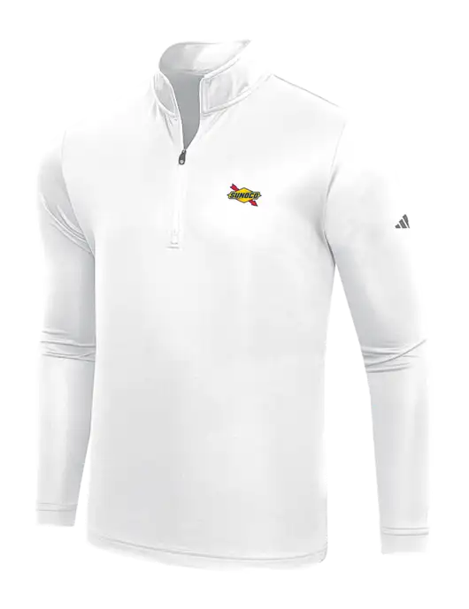Adidas White  Lightweight Quarter Zip Pullover w/Sunoco Logo