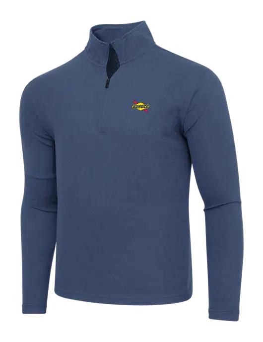 Adidas  Navy  Melange 3 Stripes Quarter Zip Sweater w/Sunoco Logo