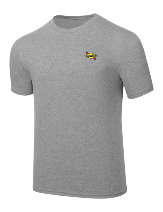 Simply Soft Heathered Light Grey 4.5oz  Poly/Combed Ring Spun Cotton T-Shirt w/Sunoco Logo