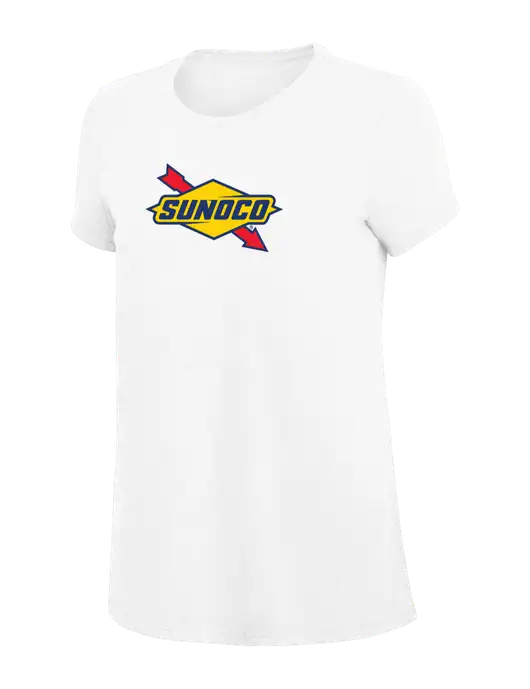 Womens Simply Soft White 4.5oz Poly/Combed Ring Spun Cotton T-Shirt
 w/Sunoco Logo