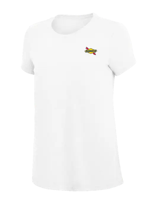 Womens Simply Soft White 4.5oz Poly/Combed Ring Spun Cotton T-Shirt
 w/Sunoco Logo