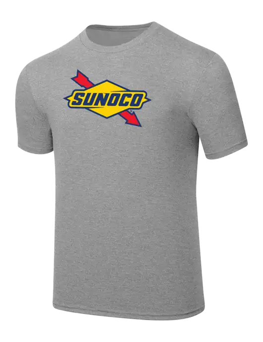 Simply Soft Heathered Light Grey 4.5oz  Poly/Combed Ring Spun Cotton T-Shirt w/Sunoco Logo