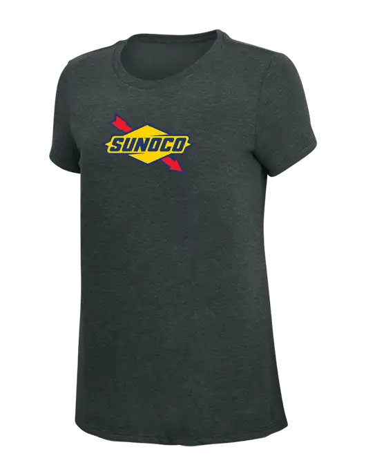 Womens Simply Soft Black Frost 4.5oz Poly/Combed Ring Spun Cotton T-Shirt w/Sunoco Logo
